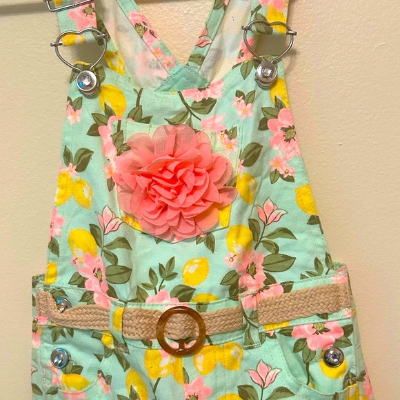 Floral Kids Overalls & Hat Set with Pink Accents - Picture 4 of 6
